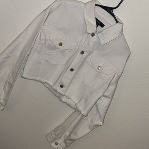 White cropped denim jacket